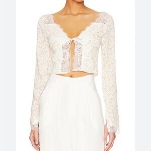 Floral Lace Tie-Front Crop Top